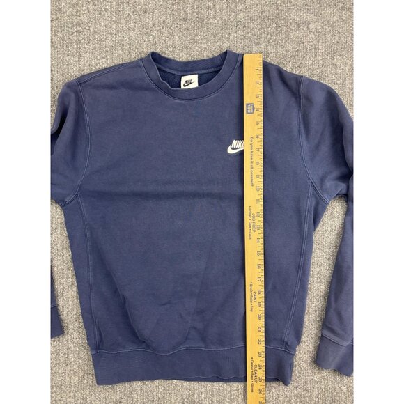 Nike Sweatshirt Mens Small Blue Crewneck Fleece Swoosh Pullover Embroidered - Picture 4 of 7
